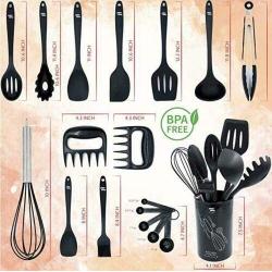 AN&GLOBALS Kitchen Silicone Utensil Holder Sets Cooking Home Kitchenware Camping US 18 PCs