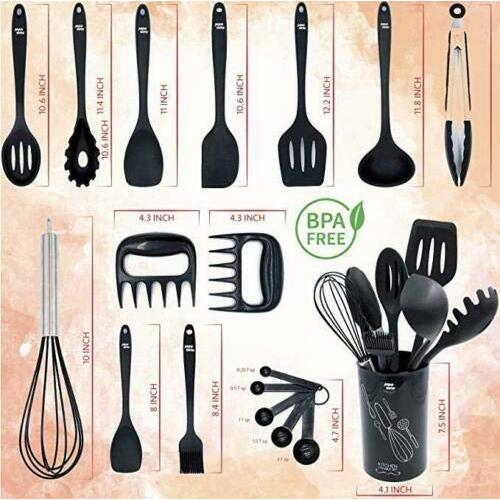 AN&GLOBALS Kitchen Silicone Utensil Holder Sets Cooking Home Kitchenware Camping US 18 PCs