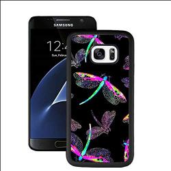 Samsung Galaxy S7 Case with Beautiful Dragonfly Pattern Whimsical Design Bumper Black Soft TPU and PC Protection Anti-Slippery &Fingerprint Case for Samsung Galaxy S7