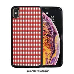 SCOCICI Unique Slim Designs Drop-Protection Smart Cell Phone Case Vintage Style Checkered Pattern Christmas Design Kitchenware Picnic Cafe Cloth Image Art Decorative Compatible with iPhone Xs Max