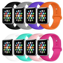 BOTOMALL Compatible with Iwatch Band 38mm 40mm 42mm 44mm Classic Silicone Sport Replacement Strap Bracelet for Iwatch All Models Series 4 Series 3 Series 2 Series 1 (a-8Pack,40/38mm S/M)