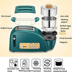 QIN.J.FANG-Kitchen 1200W Multi-functional Stainless Steel 2 Slices Bread Roaster set,220 v Can be Test bread, yogurt, hot milk, steamed, fried, thawed, reheated,Green