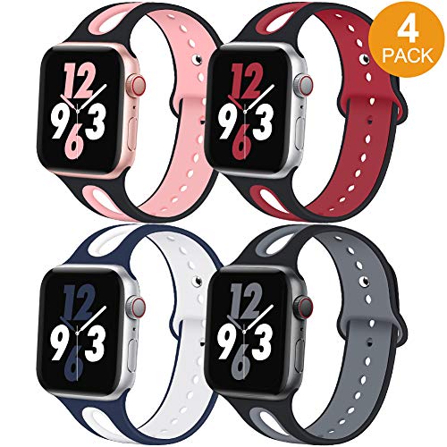 OriBear Compatible with Apple Watch Band 40mm 44mm 38mm 42mm, Breathable Soft Silicone Replacement Sport Bands for iWatch Series 5/4/3/2/1 for Women Men Girl Boy