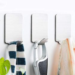 MOVEmen Hooks 8Pcs Bathroom Kitchen Self Adhesive Hook Towel and Robe Brushed Stainless Steel Jewelry Stand Kitchenware Storage Rack Keychain Hook Home Decoration Wallet Handbag Hook (A)