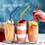 Hiware Reusable Silicone Drinking Straws, Big Size Flexible Straws with Cleaning Brushes for 30 oz Tumblers RTIC/Yeti - 10 Pieces - BPA-Free - No Rubber Taste