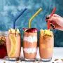 Hiware Reusable Silicone Drinking Straws, Big Size Flexible Straws with Cleaning Brushes for 30 oz Tumblers RTIC/Yeti - 10 Pieces - BPA-Free - No Rubber Taste