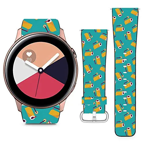 Compatible with Samsung Galaxy Watch Active // 20mm Leather Replacement Bracelet Strap Wristband with Quick Release Pins // Kitchenware Paper Flat Iconeps10