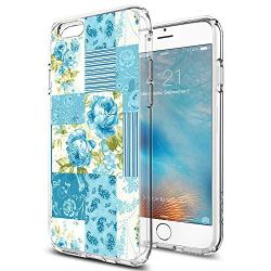 iPhone 6s 6 Case, Blue Flower Shock-Absorption TPU Rubber Bumper iPhone 6s 6 Case, Ultra Thin Slim Protective Cover for iPhone 6s 6-Clear