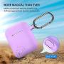 AirPods Case, Silicone Cover with U Shape Carabiner,360°Protective,Dust-Proof,Super Skin Silicone Compatible with Apple AirPods 1st/2nd (Light Purple)