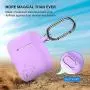 AirPods Case, Silicone Cover with U Shape Carabiner,360°Protective,Dust-Proof,Super Skin Silicone Compatible with Apple AirPods 1st/2nd (Light Purple)