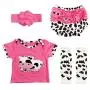 Reborn Baby Doll Outfits Accessories 4 Piece Set for 20"- 22" Newborn Girl Rose Red with Cow Patterns
