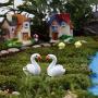 XQXCL Miniature Crafts Decor Swan Fairy Garden Doll House Ornament Figurine Pot