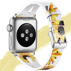 Haveda Leather Bands Compatible for Apple Watch 40mm 38mm 44mm 42mm, iWatch Series 5, Series4, Series 3/2/1, Women Printed Apple Watch 38mm Band Slim Feminine Breathable Floral Wristband