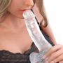 Penis Realistic Dildo Crystal Textured Extension Reusable Silicone for Couple Adult Sex Toys for Men Clear