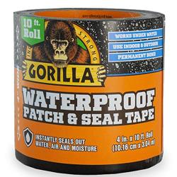 Gorilla 4612502 Waterproof Patch & Seal Tape 4" x 10 Black, 1-Pack