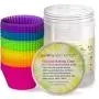 Pantry Elements Silicone Cupcake Baking Cups Liners, 24 Pack Vibrant Silicone Molds Muffin Liners Cups with Bonus Screw Top Storage Jar