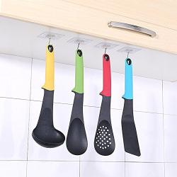 MOVEmen Hook 4PC Strong Transparent Suction Cup Sucker Wall Hooks Hanger for Kitchen Bathroom Coat Hook Strong Jewelry Stand Kitchenware Storage Rack Keychain Hook Home Decoration Wallet Handbag Hook