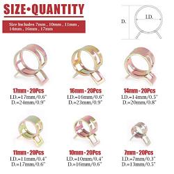 Hilitchi 72 pcs Spring Band Type Action Fuel/Silicone Vacuum Hose Pipe Clamp Low Pressure Air Clip Clamp (10 x 7mm 10mm 11mm 14mm 16mm 17mm)