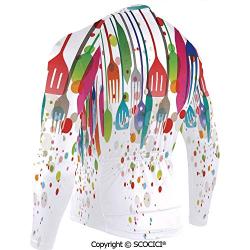 SCOCICI Cycling Jersey Long Sleeves Men,Home Decor Kitchenware Utensils Cutlery Abstract