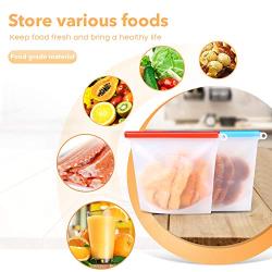 MOICO Reusable Silicone Food Storage Bag, 5 Pack Airtight Seal Reusable Freezer Bags Dishwasher Safe, Leakproof Silicone Bags Reusable for Liquid, Snack, Sandwich, Fruit, BPA Free, FDA Approved