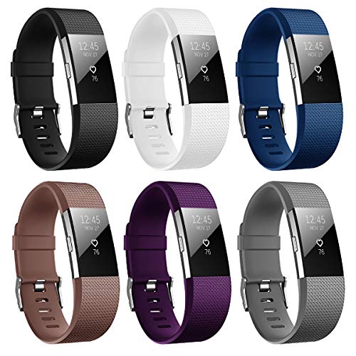 Hanlesi Bands Compatible with Fitbit Charge 2, Soft Silicone Breathable Fashion Sport Strap for Fit bit Charge2 Replacement Original Accessory