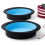 Pack of 2 Big Round Cake Pie Tart Black and Blue Silicone Mold Pans - Thick Silicone