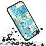 iPhone 7 8 Case, Blue Flower Shock-Absorption TPU Rubber Bumper iPhone 7 8 Case, Ultra Thin Slim Protective Cover for iPhone 7 8-Black