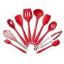 Silicone Kitchenware 10 Piece Nonstick Cookware Set Kitchen Tools Baking Utensils,Red