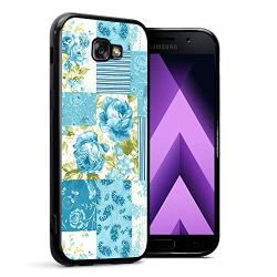 Samsung Galaxy A5 2017 Case, Blue Flower Shock-Absorption TPU Rubber Bumper Samsung Galaxy A5 2017 Case, Ultra Thin Slim Protective Cover for Samsung Galaxy A5 2017-Black