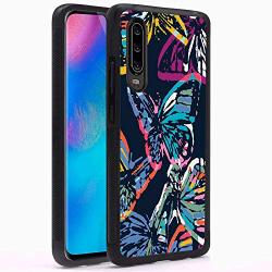 Huawei P30 Case,Flexible Soft TPU Cover Shell,Slim Silicone Black Rubber Non-Slip Durable Design Protective Phone Case for Huawei P30 -Butterfly