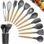 11Pcs Kitchen Silicone Spatula Utensil Set, Heat Resistant, Non Stick, Environmental Protection, Easy to Use, Store and Clean, Suitable tor at Home Use