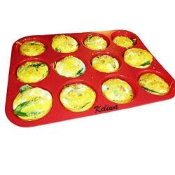 keliwas 12 - Cup Silicone Muffin - Cupcake Baking Pan/Non - Stick Silicone Mold/Dishwasher - Microwave Safe