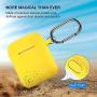 AirPods Case, Silicone Cover with U Shape Carabiner,360°Protective,Dust-Proof,Super Skin Silicone Compatible with Apple AirPods 1st/2nd (Yellow)