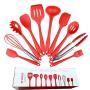 SuperCS Silicone Kitchenware Set of 10 Non-stick Silicone Kitchenware Set Green Cooking Tools Ten-Piece Suit red