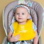 PandaEar Set of 2 Cute Silicone Bibs for Babies & Toddlers (10-72 Months) Waterproof, Soft, Unisex - Pink/Yellow