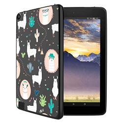 GinHo Customized Protective Cover Kindle Fire 7 Alpaca Pattern with Slim Soft Durable TPU Ultra-Clear Silicone UV Printing Case