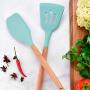 Gwjs Silicone Wooden Handle Kitchen Utensils, Non-stick Spatula Cooking Utensils Kitchen Gadgets Kitchenware-nine-piece Set 32.5cm(12.8inch)