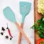 Gwjs Silicone Wooden Handle Kitchen Utensils, Non-stick Spatula Cooking Utensils Kitchen Gadgets Kitchenware-nine-piece Set 32.5cm(12.8inch)