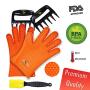 AssistChef BBQ Grilling Gloves Set with Meat Shredders and Soft Silicone Baster Brush