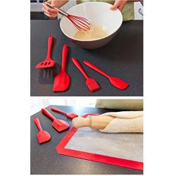 YIKELA Kitchenware baking kit 5 piece set silicone kitchenware silicone scraper cake tool (red)