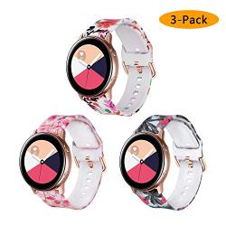 Koreda Compatible Samsung Galaxy Watch Active Bands/Galaxy Watch 42mm/Gear Sport Bands Sets, 20mm Soft Floral Print Sport Watch Strap Replacement Compatible Galaxy Watch Active 40mm R500 (3 Pack#1)