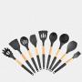 SKYyao Kitchen utensil set Wooden Handle Silicone Kitchenware 9-piece set non-stick spatula spoon set silicone