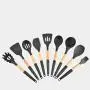SKYyao Kitchen utensil set Wooden Handle Silicone Kitchenware 9-piece set non-stick spatula spoon set silicone