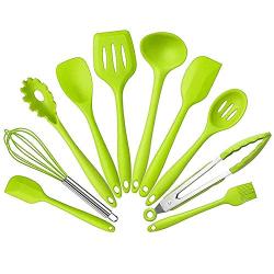 Silicone kitchenware 10-Piece Silicone Kitchen Utensils One Piece Design Cooking Utensils Set For Nonstick Cookware Includes Slotted Turner Deep Soup Ladle And More Multi-color Optional Silicone kitch