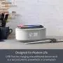Bedside Radio Alarm Clock with USB Charger, Bluetooth Speaker, QI Wireless Charging, Dual Alarm & Dimmable LED Display