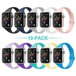 Acrbiutu Bands Compatible with Apple Watch 38mm 40mm 42mm 44mm, Slim Thin Narrow Replacement Silicone Sport Accessory Strap Wristband Compatible for iWatch Series 1/2/3/4/5 Women Men