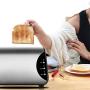 QIN.J.FANG-Kitchen Toaster 2 slice small,stainless steel brushed ABS safety material,Baking Heating Thawing Defrost Reheating