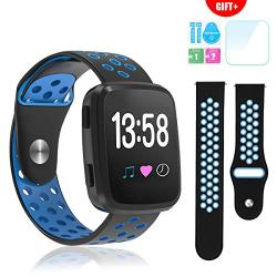 Compatible with Fitbit Versa Bands Free Size, Breathable Soft Silicone Replacement Sport Strap Wristband with Air Holes Compatible with Fitness Smart Watch/Versa 2/Versa SE