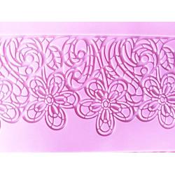 BeesClover MX086 Large 3 Even Flower Pattern Lace Mat Silicone Mold Sugar Lace Pad Cake Brim Decoration Mold Kitchenware Tool Pink One Size