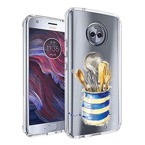 Moto X4 Case, Soft TPU Slim-Fit Flexible Ultra-Thin Clear Case, Full-Body Rugged Bumper Print Kitchenware Case for Moto X4, Transparent